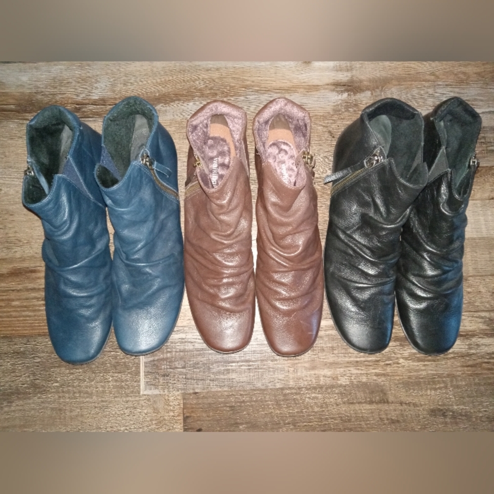 Set of 3 Walking Cradles Genuine Leather Ankle Booties Women's Size 10S FF226 - Picture 9 of 15